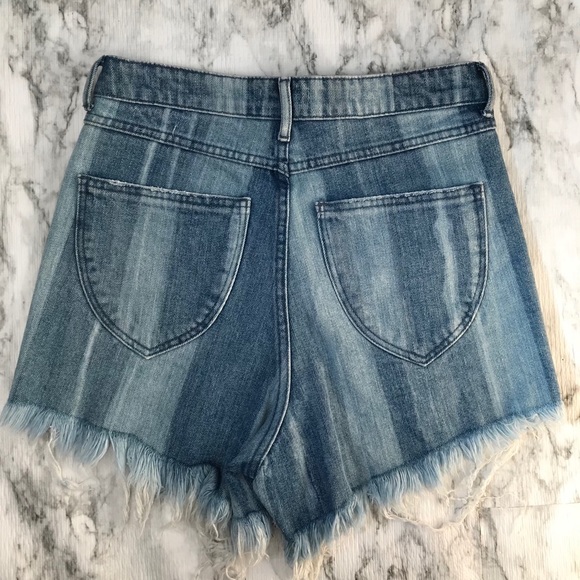 Show Me Your MuMu Toledo Tear Drop Shorts Two Tone Striped Denim Shorts 26 NWT - Picture 10 of 12